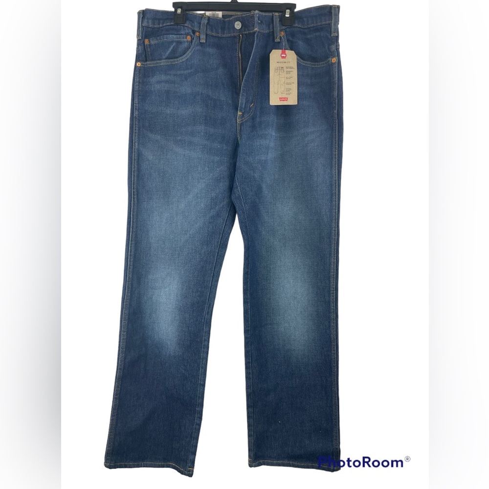 Levi's Men's Size 38x34 Western Fit Stretch Dark Medium Wash Straight Jeans